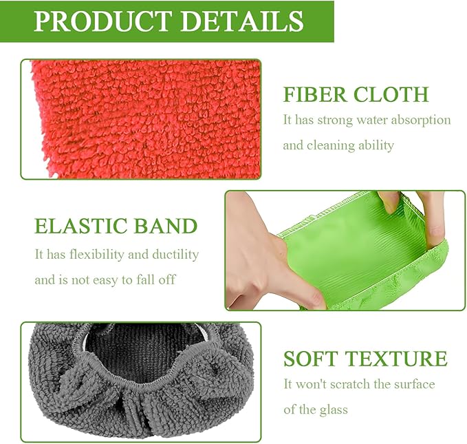 wuyaoyao 20PCS Car Windshield Cleaning Tool Bonnets, Microfiber Cleaning Cloth for Windshield Cleaning Tool, Replaced Car Care Microfiber Windshield Cleaner Cloths Pad, Fits 3" Plate (20PCS)
