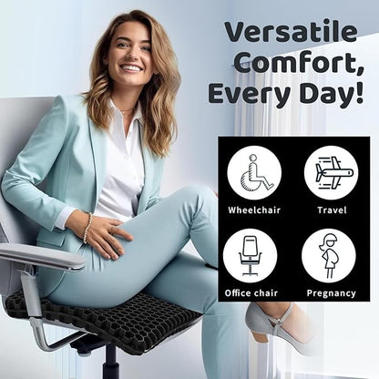 Gel Seat Cushion for Long Sitting Pressure Relief(Super Large & Thick) - Gel Cushions for Office Chairs - Tailbone Pain Relief Cushion, Sciatica & Back Support, Wheelchair Cushions & Car Seat Cushion