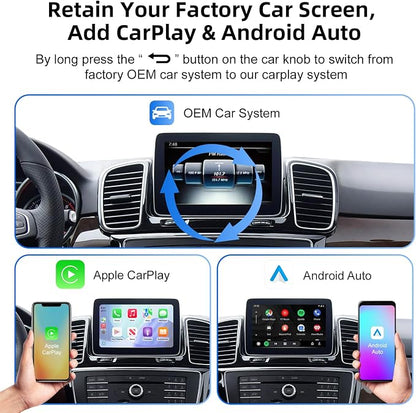 CarPlay Android Auto Adapter Decoder Retrofit Kit Fits Mercedes Benz 2015-2018 A/B/C/E/GLA/GLC/GLS/GLE with NTG System, Supports Wireless CarPlay Android Auto/Mirror Link/Camera/USB Drive/NAV