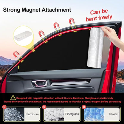 ZATOOTO Car Window Shades for Honda Civic 2017-2024, Side Window Sun Shade with Double Layer Reversible, Black for Blackout Privacy Silver for UV Blocking for Camping Sleeping Travel