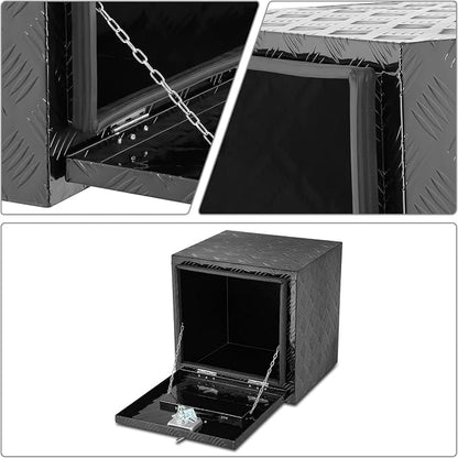 DNA MOTORING Lockable Tool Box for Truck Bed, Aluminum Storage Organizer w/Lock & Keys, 18" L X 18" D X 17.7" H Silver, TBOX-T5-013-BK