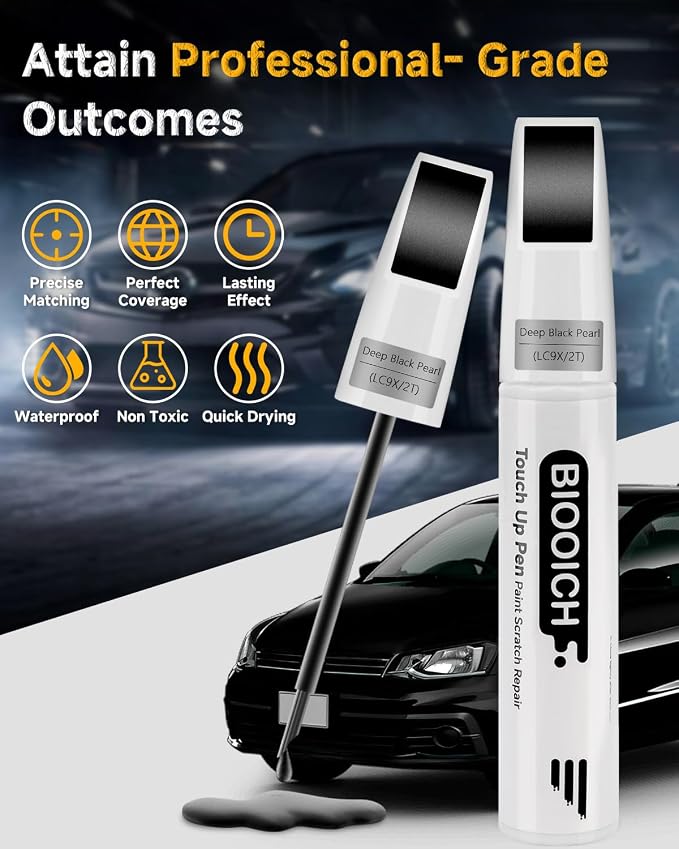 Touch Up Paint Pen Exact Color Match Car Chip and Scratch Repair (for vw, Deep Black Pearl(LC9X/2T))