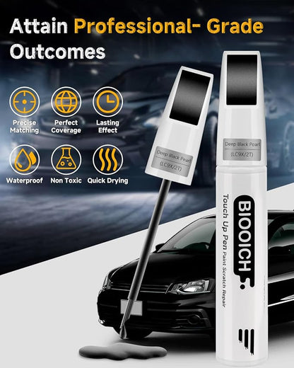 Touch Up Paint Pen Exact Color Match Car Chip and Scratch Repair (for vw, Deep Black Pearl(LC9X/2T))