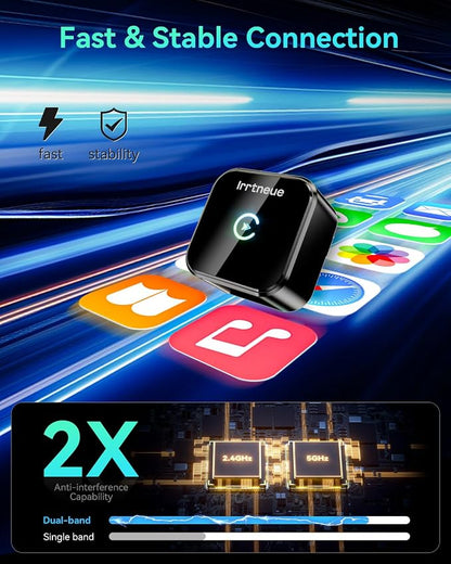 Wireless CarPlay Adapter 2025 Version, 2-in-1 Stable 5.8GHz Connection, Plug & Play via USB/USB-C, Auto Connect (Style 2)