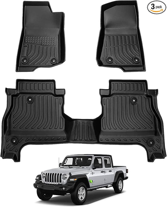 Vehicle Specific Fit Floor Mats for Jeep Gladiator JT 2020-2026 4-Door, All Weather Floor Liners for Gladiator Accessories, Heavy Duty Car Floor Mat