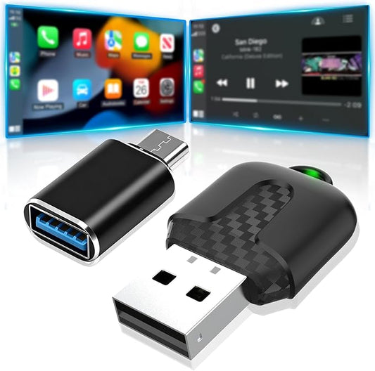 Wireless Carplay Adapter, Convert Wired to Wireless CarPlay, Compatible with CarPlay, Plug and Play, Type-C/USB, Suitable for 800+ Vehicles (Matte Black)