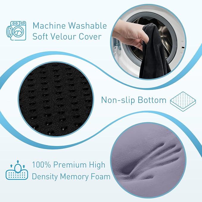 BlissTrends Extra Thick Seat Cushion for Office Chair & Car Seat, Black | Tailbone & Sciatica Relief, Ergonomic Support, High-Density Memory Foam, Comfort for Extended Sitting