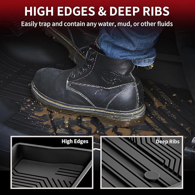 LASFIT Floor Mats for Toyota RAV4 2019-2025 Gas(Not Fit Hybrid/Prime) All Weather TPE Custom Fit Floor Liners for RAV 4 LE/XLE/Limited/Adventure/XLE Premium/TRD Off-Road Front&Rear 2 Row Car Mats