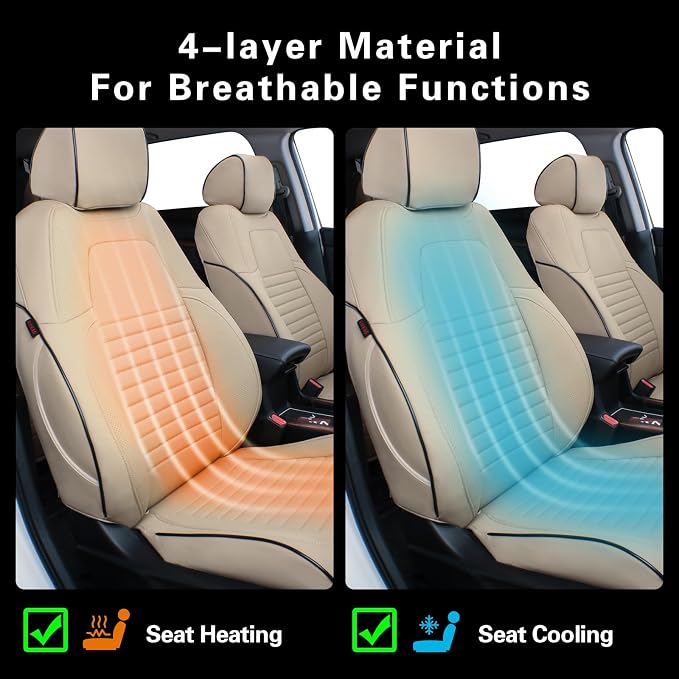 EKR CRV Car Seat Covers Custom Fit for Honda CRV 2012 2013 2014 (Not for LX) Leather Truck Seat Cover for SUV Full Set,Waterproof Car Seat Cushion, Faux Leather (Beige)