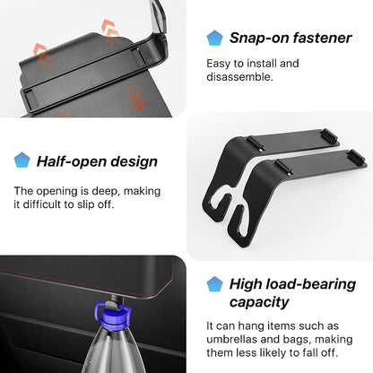 Car Seat Back Organizer, 3-in-1 Vehicle Backseat Storage Box with Cup Holder Tissue Box Trash Bin & Hooks, Multifunctional Auto Interior Headrest Organizer, Universal for SUV RV Truck (Brown)
