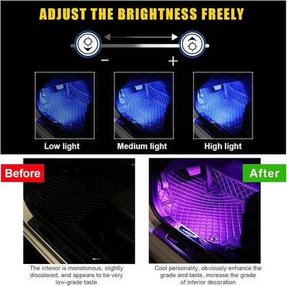 povtii Car Led Interior Lights, RBG 48 LED Multicolor Music Auto Interior Strip Light with Remote Control, Waterproof Lighting Lamp Kit Under Dash with Charger, Car Accessories (USB)