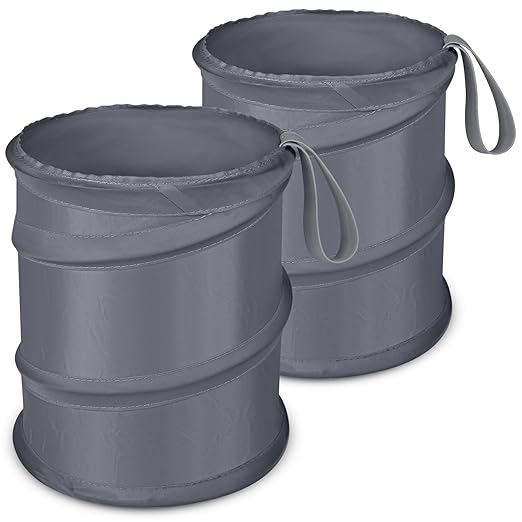 Car Trash Can, 2 Packs Mini Car Garbage Can, Collapsible Trash Bin | Pop-Up Trash Can for Car Front Back Seat, Portable Car Trash Bag Hanging for Vehicle SUV Rv Truck Accessories Interior, Grey