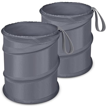 Car Trash Can, 2 Packs Mini Car Garbage Can, Collapsible Trash Bin | Pop-Up Trash Can for Car Front Back Seat, Portable Car Trash Bag Hanging for Vehicle SUV Rv Truck Accessories Interior, Grey