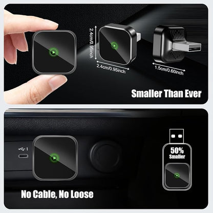 2-in-1 Mini Wireless CarPlay Adapter for Apple iPhone & Android Auto Adapter,2025 Upgrade Wired to Wireless,Plug & Play, Fast Stable Connection Car Play for iOS 10+/Android 11+,USB-A/Type-C Cable