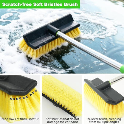 62" Car Wash Brush with Long Handle, Chenille Microfiber Car Wash Mop Mitt, Wheel Brush, Windshield Window Squeegee, Microfiber Towel, Gloves, Car Cleaning Brush Kit Supplies for Car,Truck,SUV,RV,Boat
