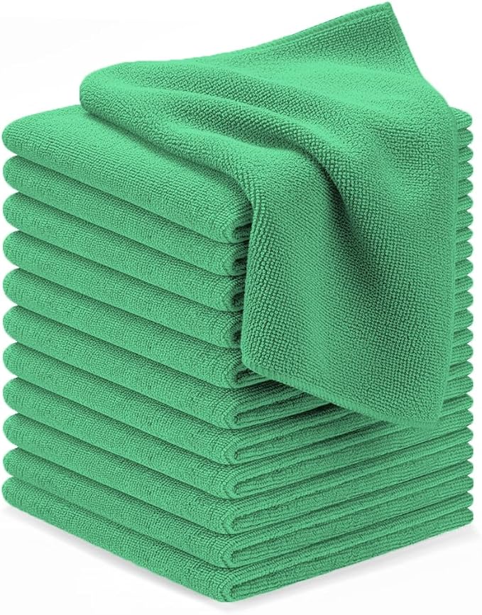 Avalon Towels Microfiber Cleaning Cloths (Value Pack of 12) - Size 12 x 12 Inches, Highly Absorbent Cleaning Rags, Lint Free, Reusable and Washable, Microfiber Towels for Cars