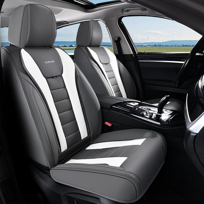 Coverado Car Seat Covers, Front Covers for Cars, Car Seat Cover Front Seats, Automotive Seat Cover, Waterproof, Leather Car Seat Cushion, Universal Interior Covers Seat Protectors for Most Cars