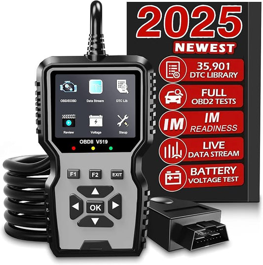 V519 OBD2 Diagnostic Scanner Tool - Vechicle Check Engine Light Code Reader with Battery Voltage Tester, I/M Readiness, Reset, and Code Eraser for All OBDII Car Since 1996 Grey