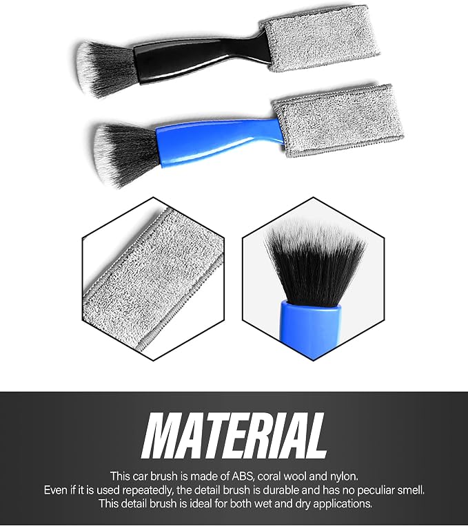 Universal 2 in 1 Duster for Car Clean,Car Bursh Tool,Double Head Brush,Auto Interior Detailing Brush,Soft Car Interior Detailing Brush Dust Brush (Black)