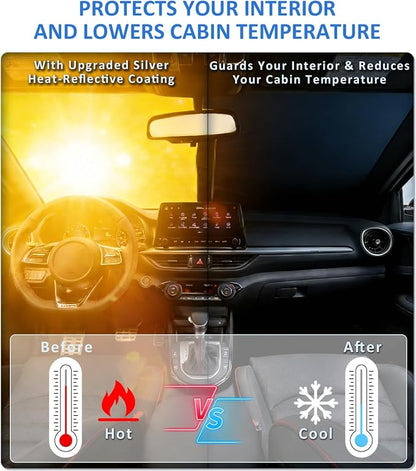 Windshield Sun Shade for 2025 2026 Nissan Kicks Accessories Car Front Window Sun Visor & Heat Shield | 240T Sunshade Protection Blocks UV Rays Keep Your Car Cooler
