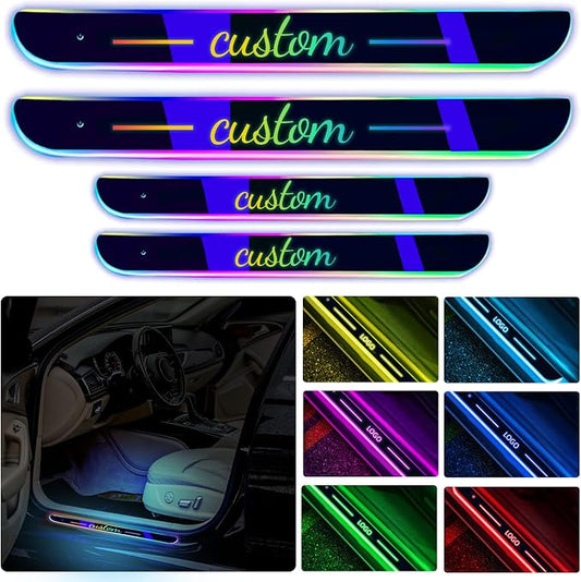 Custom LED Door Sill Lights with Logo Text - RGB LED Welcome Lights for Car (Color01)
