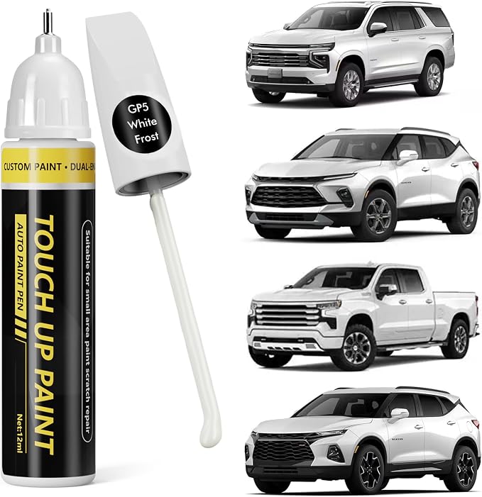 (White Frost(GP5) Car Touch Up Paint for GMC,Car Paint Scratch Repair Kit,2 in 1 Premium Scratch Remover Pen with Exact Color-Matched