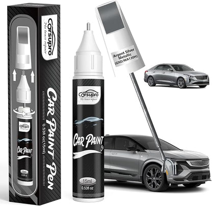Argent Silver Metallic(GXD/WA130H) for Cadillac Touch Up Paint Pen, 2 in 1 Car Scratch Remover with Pen Tip and Brush, Precise Color Match for Car Paint Scratch Repair, Quickly and Easily Fix Chips and Nicks