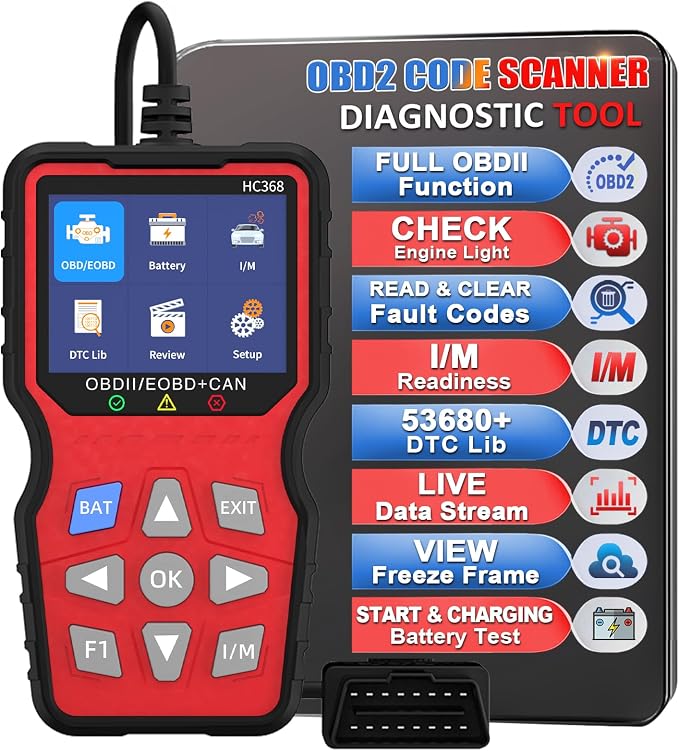 OBD2 Scanner Professional, Car Diagnostic Tool with Live Data & Battery Tester – Works for BMW, Audi, Mercedes, VW & All Cars 10 Modes, Check Engine Light Reader, Oil Reset, Smog Test