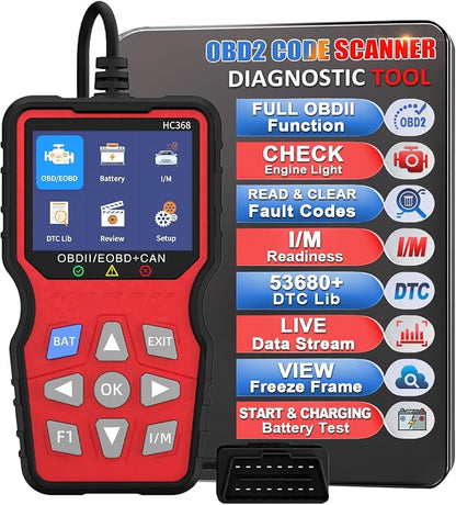 OBD2 Scanner Professional, Car Diagnostic Tool with Live Data & Battery Tester – Works for BMW, Audi, Mercedes, VW & All Cars 10 Modes, Check Engine Light Reader, Oil Reset, Smog Test