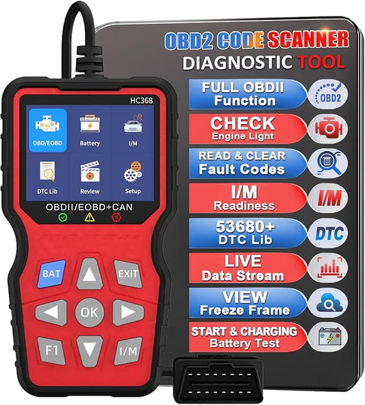 OBD2 Scanner Professional, Car Diagnostic Tool with Live Data & Battery Tester – Works for BMW, Audi, Mercedes, VW & All Cars 10 Modes, Check Engine Light Reader, Oil Reset, Smog Test