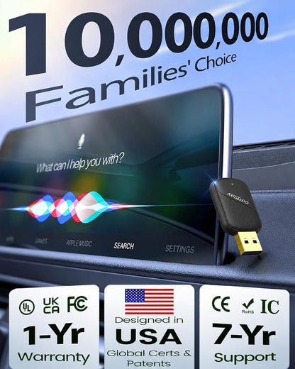 Wireless CarPlay Adapter for iPhone - Wired to Wireless CarPlay Dongle with USB-A/USB-C, Gold-Plated USB, Low Latency, Auto Reconnect, Mini Plug & Play Adapter for OEM Wired Cars 2016+