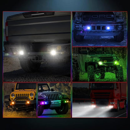 RGBW Flush Mount LED Lights, OFFROADTOWN 5inch 60W RGBW LED Driving Work Flush Fog Off Road Lights for Truck Pickup UTV ATV SUV Boat 4x4 Car
