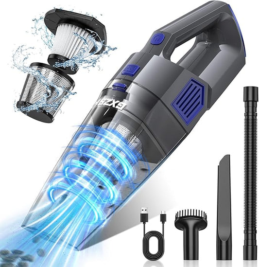 Gxzsk Handheld Vacuum Cordless, 15000PA Strong Suction Hand Held Car Vacuum Cleaner Rechargeable, Portable Hand Vacuum with Multi-Nozzles & Washable Filter for Home Office, Car, Pets