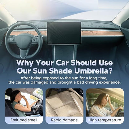 Autorder Windshield Sun Shade Umbrella for 2021-2026 Toyota Sienna Accessories,Upgraded Ice Crystal Material,Easy Setup Umbrella Sunshade for Car Windshield,100% Sun Blocking