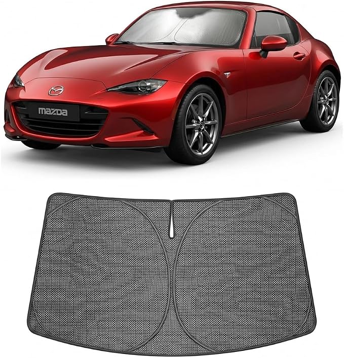 Proadsy Windshield Sun Shade Custom Fit Mazda MX-5 Miata 2016-2026 Ice Crystal Black Front Window Sunshade UV and Heat Blocker Foldable Visor Keeps Car Cooler for Summer Parking and Daily Use