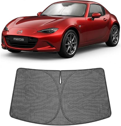 Proadsy Windshield Sun Shade Custom Fit Mazda MX-5 Miata 2016-2026 Ice Crystal Black Front Window Sunshade UV and Heat Blocker Foldable Visor Keeps Car Cooler for Summer Parking and Daily Use