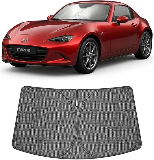 Proadsy Windshield Sun Shade Custom Fit Mazda MX-5 Miata 2016-2026 Ice Crystal Black Front Window Sunshade UV and Heat Blocker Foldable Visor Keeps Car Cooler for Summer Parking and Daily Use