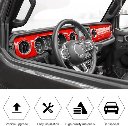 RT-TCZ Center Console Trim Cover Dashboard Control Panel Cover Decorative Interior Accessories for Jeep Wrangler JL JLU & Gladiator JT 2018-2023,Red