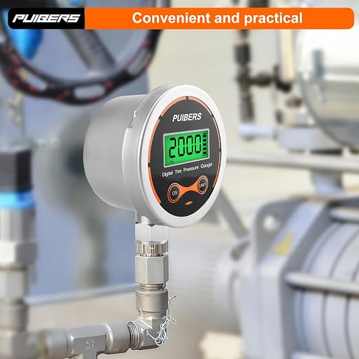 Digital Oil Pressure Gauge 1/4 NPT 200 PSI，Media Oil, Air or Water Pressure Gauge 304 Stainless ±0.25% Accuracy,Suitable for Home Water Pipe, HVAC,Air Pressure Measuring