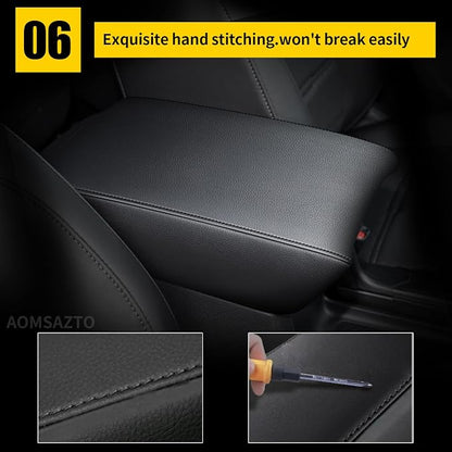 AOMSAZTO Automotive Center Console Cover for CRV Faux Leather Car Armrest Cover Seat Box Protector Custom Fit Compatible for 2017-2022 CRV Black