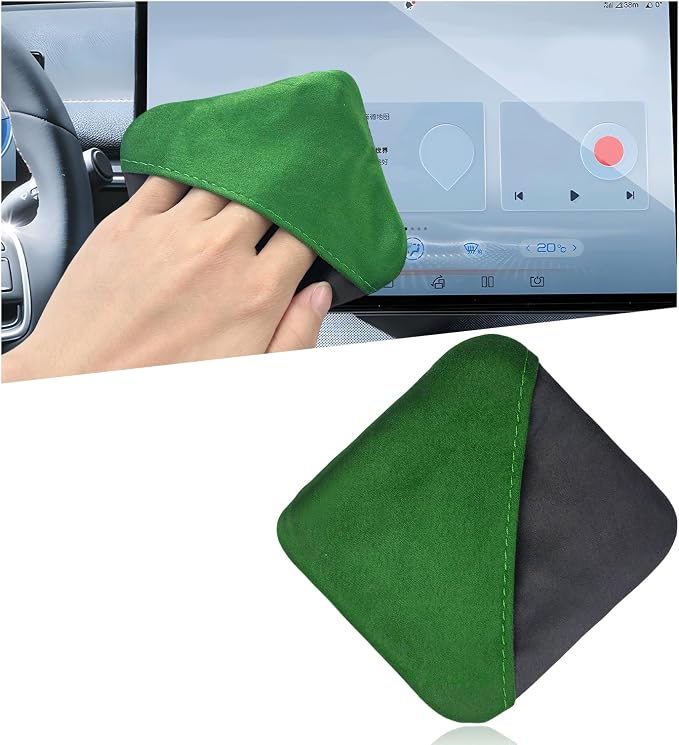 Ohleats Car Screen Cleaner, Microfiber Auto Screen Cleaning Pad, Foldable Touch Screen Cleaner Cloth for Vehicle Dashboard LCD Display, Car Cleaning Kits (Green&Gray)