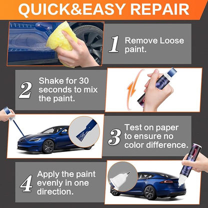 (Deep Blue Metallic PPSB) Car Touch up Paint Compatible with Tesla Model Y/3/X/S, Premium Car Scratch Remover for Deep Scratches, Car Paint Pen Scratch Repair Two-In-One Touch Up Paint