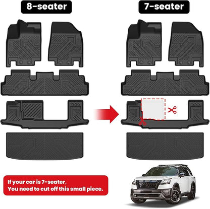 LASFIT Floor Mats & Cargo Mat for Nissan Pathfinder 7/8 Seats 2026 2025 2024 2023 2022, All Weather TPE Custom Fit Floor Liners for Pathfinder Car Mats & Trunk Mats Accessories, Black