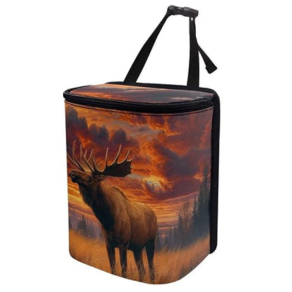 Talayituse Forest Elk Cloud Print Car Trash Can with Lid, Leak Proof Auto Trash Bag Hanging Vehicle Garbage Can Multipurpose Storage Container for Back Seat Road Trip