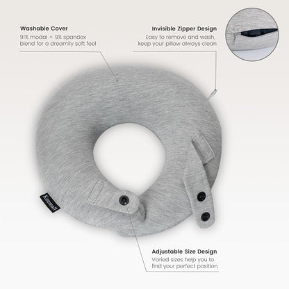 Keemall Inflatable Travel Pillow, Upgraded Travel Neck Pillow for Airplane Neck Support Sleeping - 3rd Generation, Double Comfort Plane Pillow - Portable Travel Essentials
