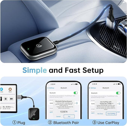 Wireless CarPlay Adapter for Apple CarPlay, Easy to Upgrade Wired CarPlay to Wireless, Instant Connectivity, Super Mini Car Play Dongle for iPhone Fit for Cars with Built-in CarPlay (Black)
