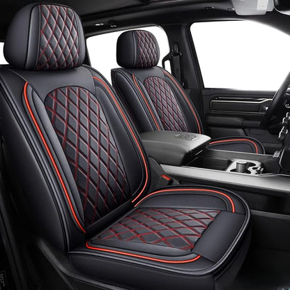 MIROZO Front Seat Covers for Ram,Waterproof Truck Seat Cover Compatible with 2009-2026 RAM 1500/2500/3500 Crew Quad Cab, Car Seat Protector Pickup Cushions (2 PCS Front,Black and Red)