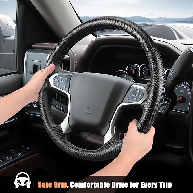 Aimato Customized Steering Wheel Cover for Chevy Silverado 1500 2014-2018/2500 3500 2015-2019/Suburban Tahoe 2015-2020/Traverse 2018-2023,Thin,Anti-Slip,Scratch-Resistant Car Accessory for Chevrolet