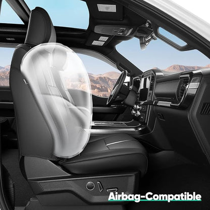 for Ford F150 Seat Covers 2015-2023 2024 2025 2026 (Only Front Seat Covers), Leather Pickup Truck Seat Covers Custom Fit for F-150 XL XLT (Not for Regular Cab) Waterproof Car Accessories Black