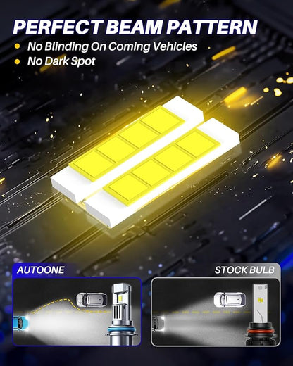 AUTOONE 2026 Upgraded 9004 HB1 Headlight Bulbs, 1000% Bright 50000 Lumens